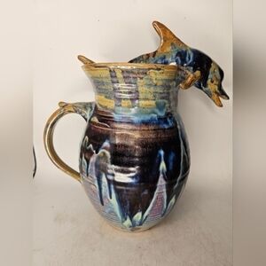 Hand made, hand thrown art‎ pottery pitcher